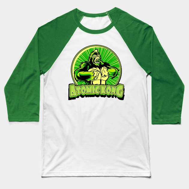 Atomic Kong (green) Baseball T-Shirt by Doc Multiverse Designs